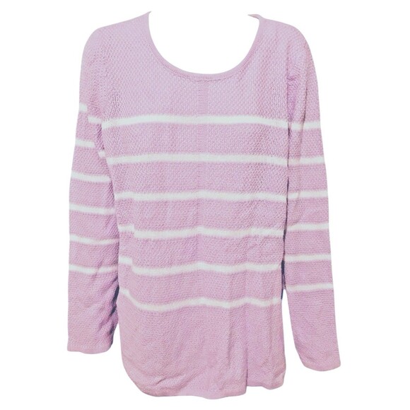 Design 365 Saks Pastel Purple XL Sweater NWT Lace Up Side Stripe Cotton Romantic - Picture 1 of 6